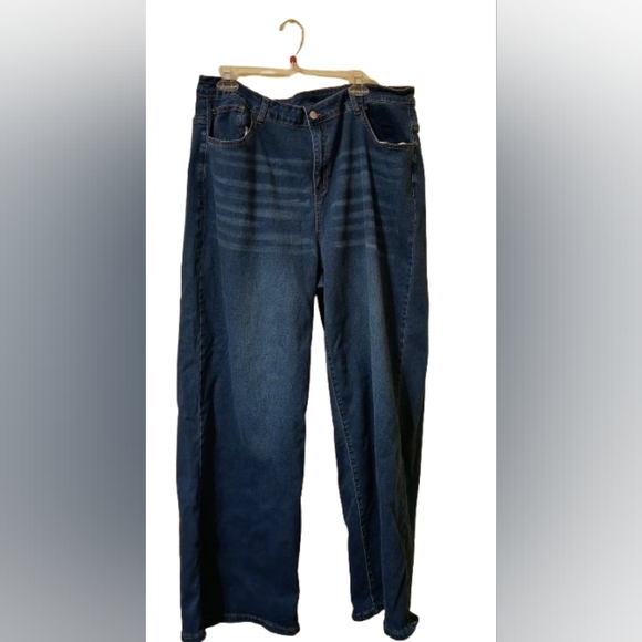 Emery Rose 4XL Wide Leg Blue Boyfriend Jeans - Shein Plus Size High Waisted - Picture 2 of 4